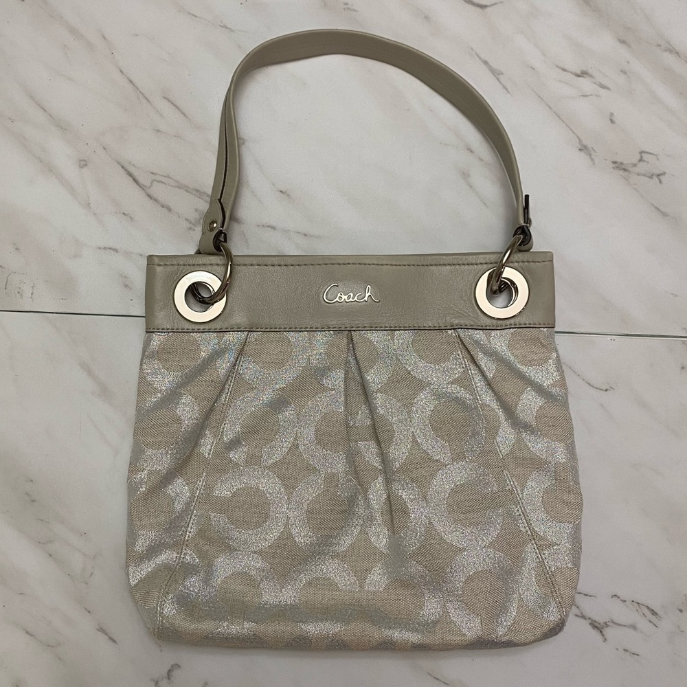 Coach ivory and silver purse
